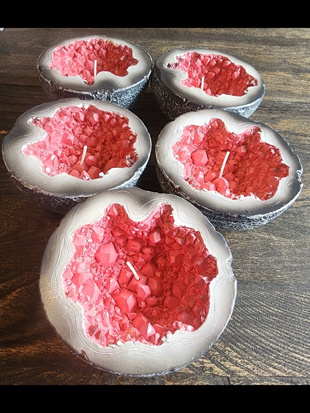 Geode-Style Pink Crystal Tealight Candle